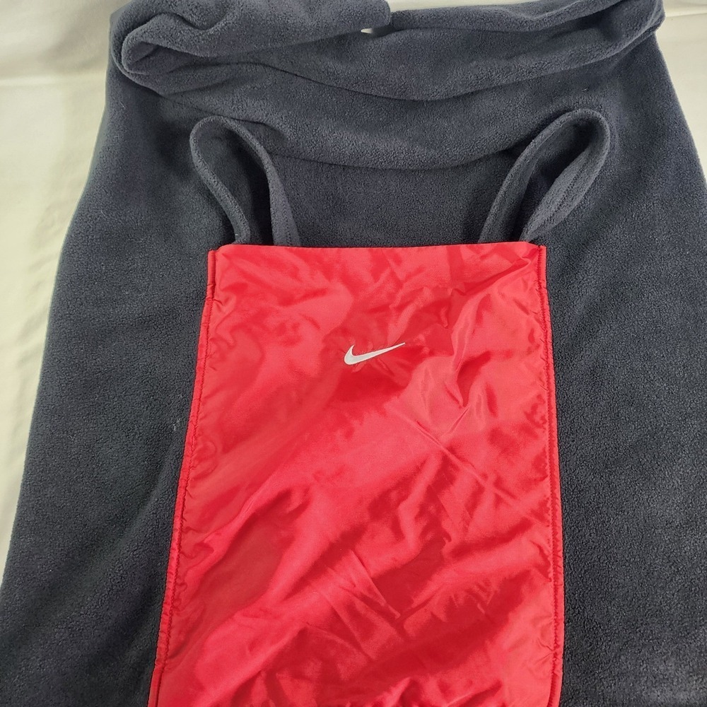 Y2K Nike Fleece Blanket Backpack 59x39 Black Red Packable Travel Vacation Game